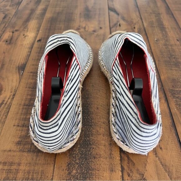 OndadeMar Black White Striped Espadrille Flats Size 38 - Picture 4 of 6